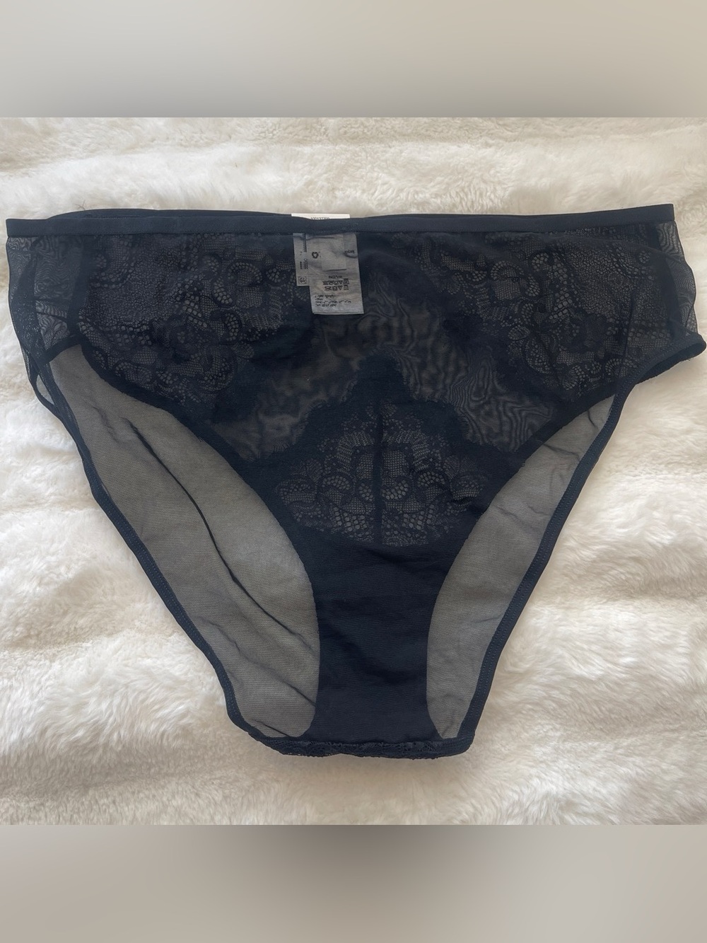 INC International Concepts Women High Waist Lace Trim Mesh Brief Deep Black XXL - Picture 4 of 7